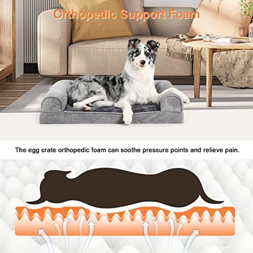 מיטת כלבים של Kigmmro לכלבים גדולים, מיטת כלבים אורטופדית עם תחתית לא מיטה ， מיטות חיית מחמד ספה עם כיסוי