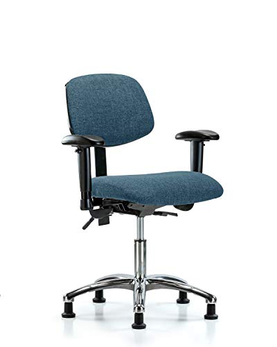 לבטק ישיבה סגן 41324 בד שולחן גובה כיסא כרום בסיס, זרועות, מחליק, כחול