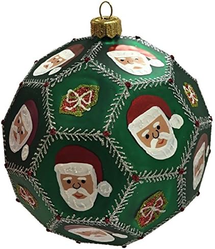 גדול ירוק סנטה קלאוס פנים פאון כדור פולני זכוכית חג המולד קישוט