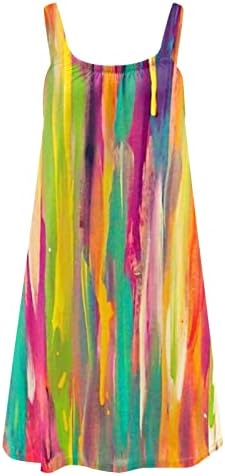 נשים 2023 קיץ בוהו שמלת מידי שמלות לנשים צבעוני הדפסת לפרוע מיני זורם שמלת חוף חולצת טי אביב לחפות