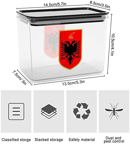 מעיל הנשק של אלבניה. מיכל אחסון מזון מפלסטיק קופסאות אחסון ברורות עם מכסה חותם