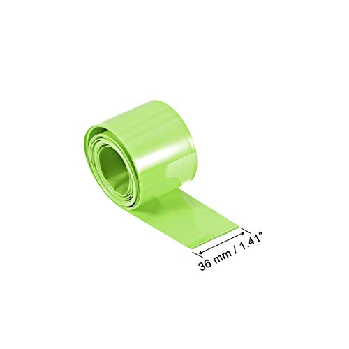 UXCell PVC חום מכווץ צינור 36 ממ גלישת רוחב שטוחה ליחיד 22650 2 מטר שחור