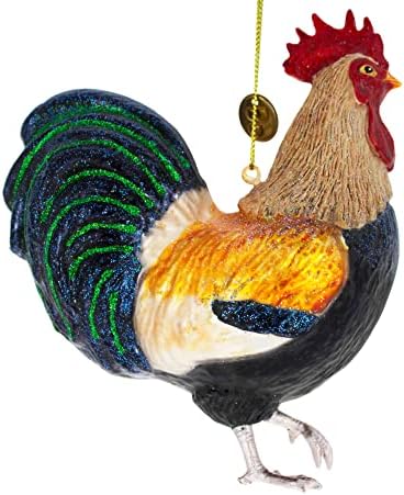 קישוט לחג המולד של זכוכית תרנגול צבעונית