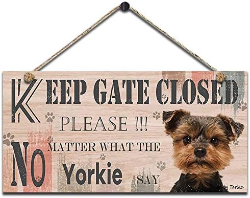 שמור על שער סגור בבקשה לא משנה מה יורקי אומר רטרו מעץ עץ ציבורי שלט תלייה דקורטיבית לגדר דלת הביתית לוחות קיר