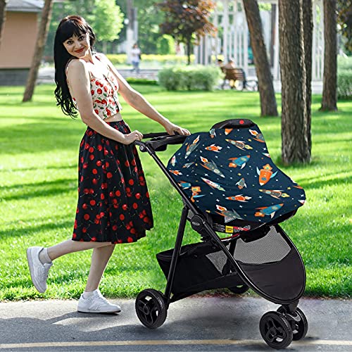 MNSRUU כיסוי מושב לרכב לתינוק לתינוקות נמתחים צעיף סיעוד רך נושם רך נושם חופה, חלליות צבעוניות