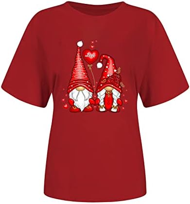 גמדים חמודים אוהבים חולצות טי לב לנשים לנשים חג האהבה שרוול קצר טוניקה טוניקה מזדמנת חולצות מתנה