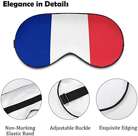 דגל צרפת מסכת עיניים שינה מכסה עין רכה חוסמת אורות כיסוי עיניים עם רצועה מתכווננת לנסיעות