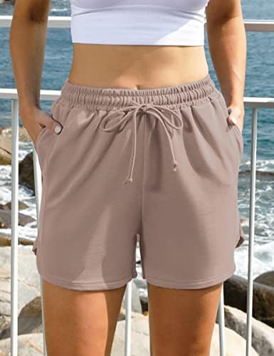 מכנסי זיעה לנשים של קוואסטו קצרים קיץ שרוך אלסטי היה אימון אתלטי מפעיל מכנסיים קצרים עם כיסים