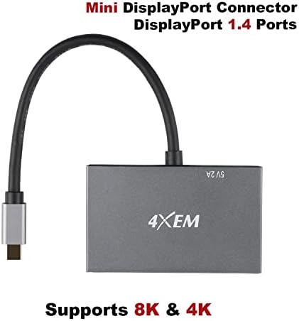 4XEM- 3-Port-Port Multi-Monitor Hub מתאם- Mini DisplayPort ל- 3 DisplayPort MST Hub, משולש 8K ו-