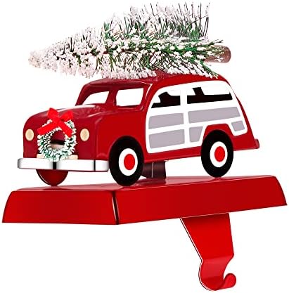 מחזיקי גרב טק של KPCB למנטל עם עיצוב חג המולד של משאית אדומה וינטג '