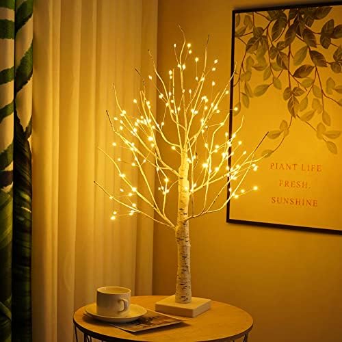 עץ ליבנה 2ft עם לבן חם 144 LED אור שולחן מנורה עץ חג המולד עם טיימר למסיבת יום הולדת לחתונה קישוט בית