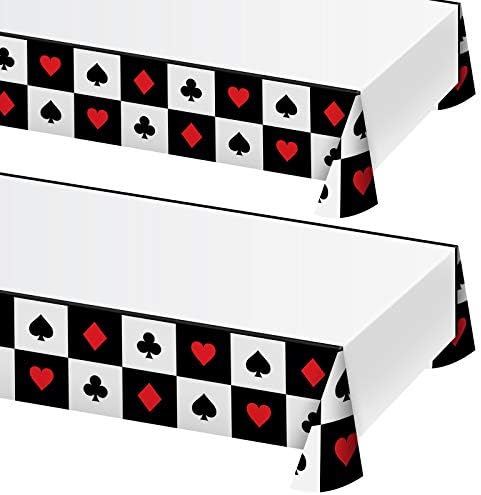 כרטיס משחק לילה ספקי צד-פלסטיק שולחן כיסוי 2 חבילה עבור קזינו לילה, פוקר, או קוסם מסיבות-אדום, שחור, ולבן כרטיס