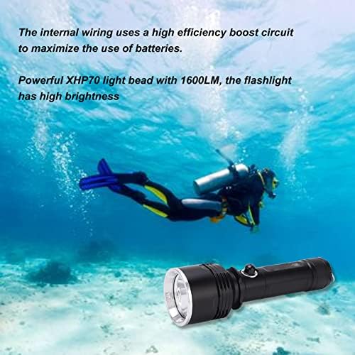 פנס צלילה Ometiet, אור צלילה מקצועי, פנס בהירות חזק של 1600lm IPX8 עמיד למים, המשמש לדיג, ציד,