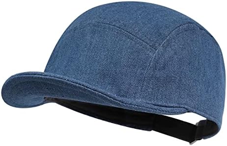 Clakllie רך שוליים קצרים כובע בייסבול ג'ינס משאית כובע פרופיל נמוך אבא כובעים 5 פאנל שטר שטוח שטר סנאפבק כובע