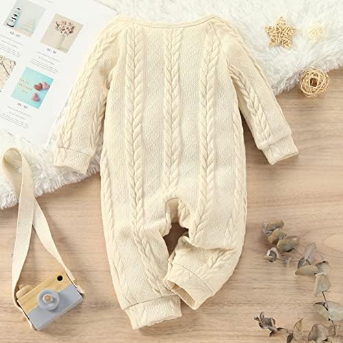 תינוק פטפט תינוק רומפר שרוול ארוך שרוול מוצק סרוג סוודר סוודר תלבושת מקשה אחת לבנים ולבנות