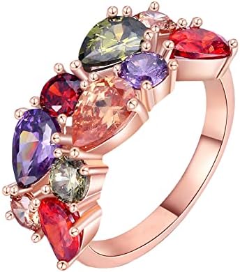 2023 טבעת קשת חדשה להקת חתונה לנשים קשת רב צבעונית צבעונית נוצרה טבעת עלים נסתרת טבעת