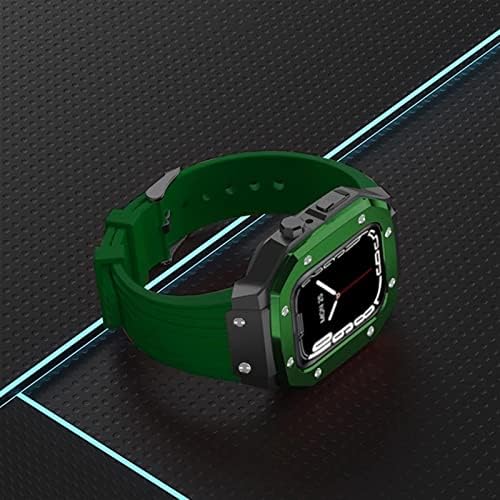 סגסוגת טקסום שעון רצועת רצועת רצועת Apple Watch Series 7 6 5 4 SE 45 ממ 44 ממ 42 ממ גומי מתכת יוקרה גומי