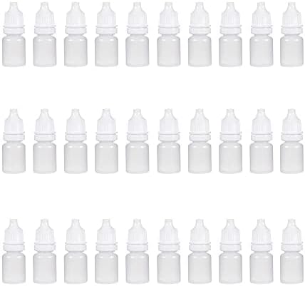 30 יחידות בקבוק טפטפת פלסטיק, 5 מיליליטר / 0.17 עוז בקבוקי פה קטנים עם כובע לבן בקבוקי טיפה נוזליים סחיטים ריקים