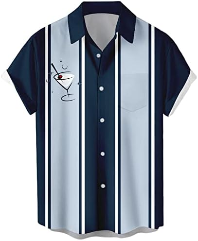 חולצות באולינג לגברים, כפתור וינטג 'הוואי משנות החמישים של המאה העשרים מטה חולצות שרוול קצר