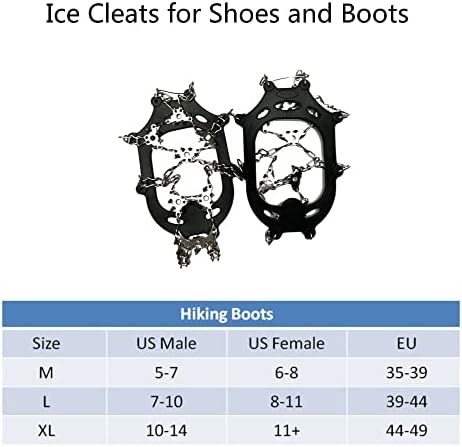 סוטי קרח למגפי הליכה ונעליים, שרשראות מגף נירוסטה ללא החלקה נעל קרח ושלג אחיזות, הליכה מיקרו