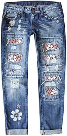 אילוגו נשים חדש רחוב מודפס מחורר ישר ג 'ינס מכנסיים נשים ז' אן מגפיים