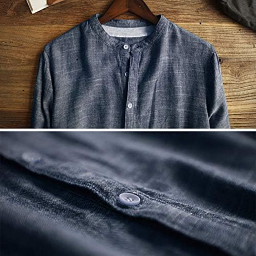 חולצת שרוול ארוך של Uangkou חולצות חורף וסתיו כפתור חולצות פשתן כותנה מזדמנים לגברים