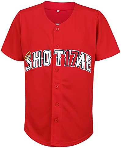 Shot17me's Shotime 17 Ohtani Baseball Jersey רקמה היפסטר היפ הופ חולצות בגודל אחד גדול יותר