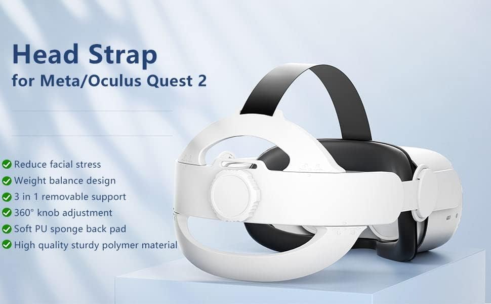 רצועת ראש Aolukytech ל- Oculus Quest 2, החלפת רצועת עילית 3-in-1 מתכווננת תואמת ל- Oculus/Meta Quest 2, אביזרי