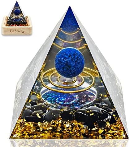 פירמידה של אורגון ליבלי לאנרגיה חיובית עם בסיס אור, טבעת נחושת של לאפיס לאזולי פירמידה אורגוניט, פירמידה