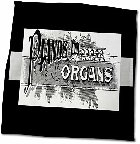 הדפס 3 דרוז של מודעת פסנתר וינטג 'בשחור לבן - מגבות