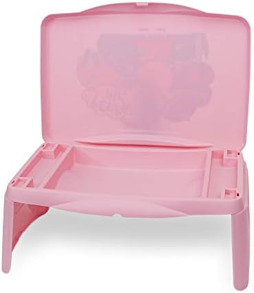 שולחן הברכיים של Peppa Pig Kids עם אחסון - מכסה מתקפל ועיצוב מתקפל - נייד לנסיעות או שימוש במיטה בבית - נהדר לכתיבה,