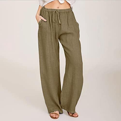 מכנסי פשתן לנשים בקיץ מותניים גבוהים מכנסיים פשתן מכנסיים מכנסיים מכנסיים חוף בקי