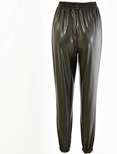 FQZWONG נשים נשים דמוי עור פו -מותניים גבוהות רצות מכנסיים מכנסיים מכנסיים מכנסיים
