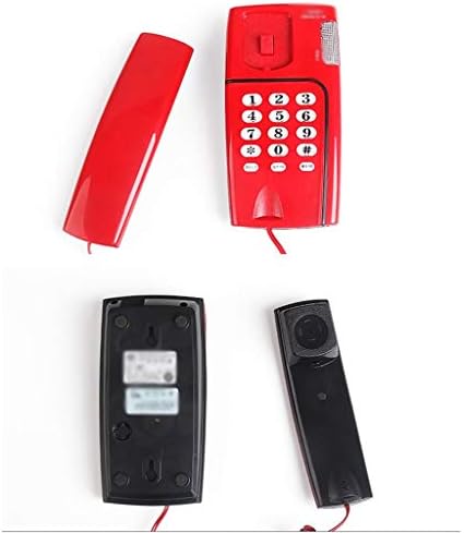 SJYDQ טלפון רכוב על קיר אדום, אינטואיציה ביתית טלפון חוט קיר יחיד עם צלצול חזק במיוחד