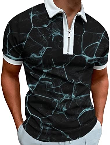 חולצות פולו XXBR לגברים, חולצות טריקו של שרוול קצר לגברים הדפס עישון מזדמן רוכסן דש חולצות גרפיות