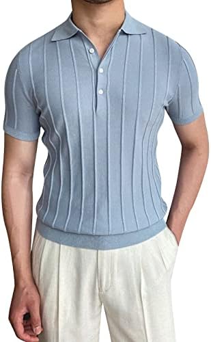 כפתור אופנה לגברים מזדמן דש שרוול קצר ז'קט חולצת חולצה עליונה מכנסי טרנינג.