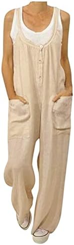 MTSDJSKF מכנסי סרבל סרבל כפתור מוצק מחזות רומפר סרבלים ארוכים נשים רצועת כיס רגל רגל רחבה יבול יבול עבור