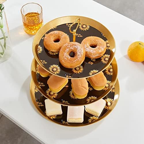 עוגת עומד סט של 3, חמניות ופרפר עוגת הכן תצוגת שולחן קינוח דוכן הקאפקייקס לחתונה תינוק מקלחת חגיגה