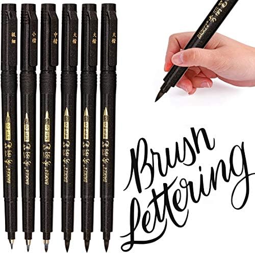 יד אותיות עטים, קליגרפיה עטים, מברשת סמני סט, רך וקשה טיפ , שחור דיו למילוי חוזר-4 גודל למתחילים כתיבה,