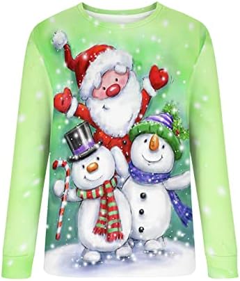 נשים גדול סוודר ארוך שרוול סווטשירט סנטה קלאוס איש שלג דפוס נוער בנות סתיו י2 ק