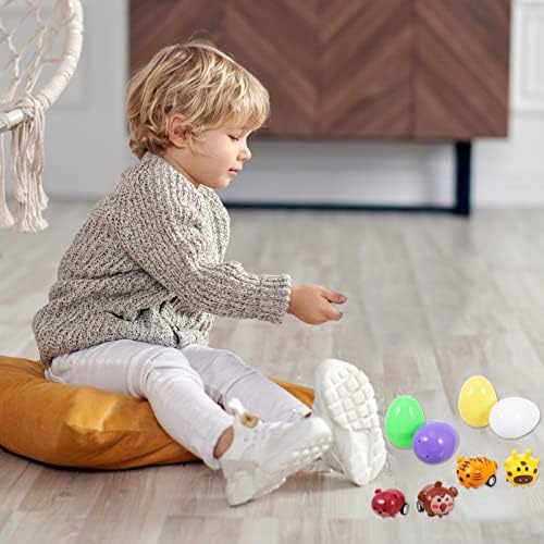 צעצוע ביצי פסחא מלא קריקטורה רכב צעצועי פלסטיק פסחא ביצים עם צעצועי בתוך עבור פסחא סל חומרי מילוי פסחא ביצי