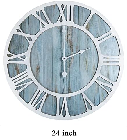 שעון קיר בבעלות ראשונה לעיצוב הבית - שעוני קיר עץ כחול 24 אינץ