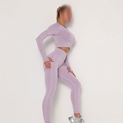 Slatiom נשים חלקות בגדי יוגה סט ספורט בגדי כושר בגדים נשיים חותלות מותניים גבוהות לדחוף למעלה