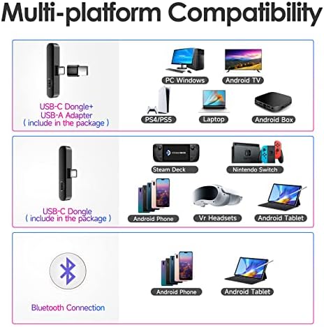 EasySMX אוזניות משחק אלחוטיות למחשב, אוזניות אלחוטיות של PS5 עם מיקרופון, 30ms חביון נמוך, Bluetooth/2.4GHz