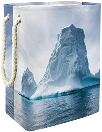 אנטארקטיקה וקרחון כביסת סלי עמיד למים מלוכלך בגדי סדרן מתקפל רך ידית ססגוני עבור בית להסרה סוגריים