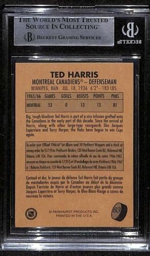 63 טד האריס - 1995 Parkhurst 66-67 כרטיסי הוקי מדורגים BGS Auto - הוקי כרטיסי חתימה עם הוקי