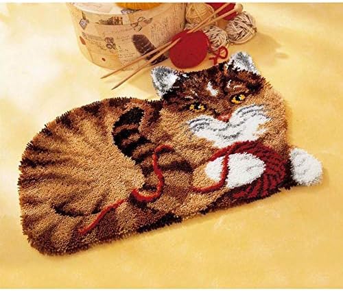 לא גמור סרוג שטיח חמוד גדול שומן חתול רקמה תפס וו ערכת עשה זאת בעצמך סרוגה חוט ערכות, חוט כרית רקמת שטיח סט,צבע,