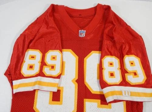 1989 ראשי קנזס סיטי פיט מנדלי 89 משחק הונפק ג'רזי אדום DP17411 - משחק NFL לא חתום משומש