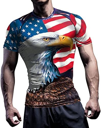 גברים של אמריקאי ארהב דגל פטריוטי דחיסת חולצות ארהב 4 יולי דחיסת חולצות אימון ספורט קצר שרוול