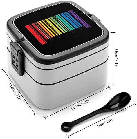 LGBT Gride Barcode שכבה כפולה שכבה בנטו קופסת קופסת ארוחת צהריים מיכל ארוחה לעבודה מחוץ לפיקניק